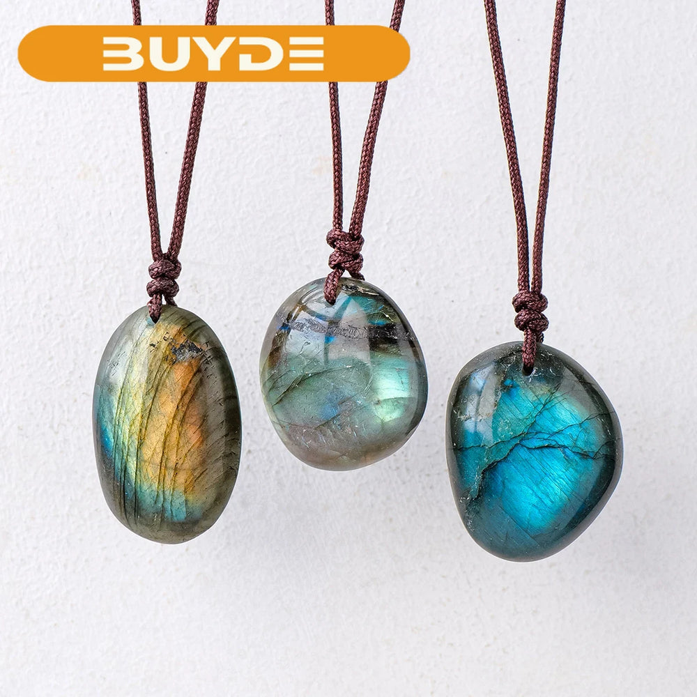 1PC Natural Crystal Gemstone Labradorite Pendant Healing Stone DIY Necklace Jewelry