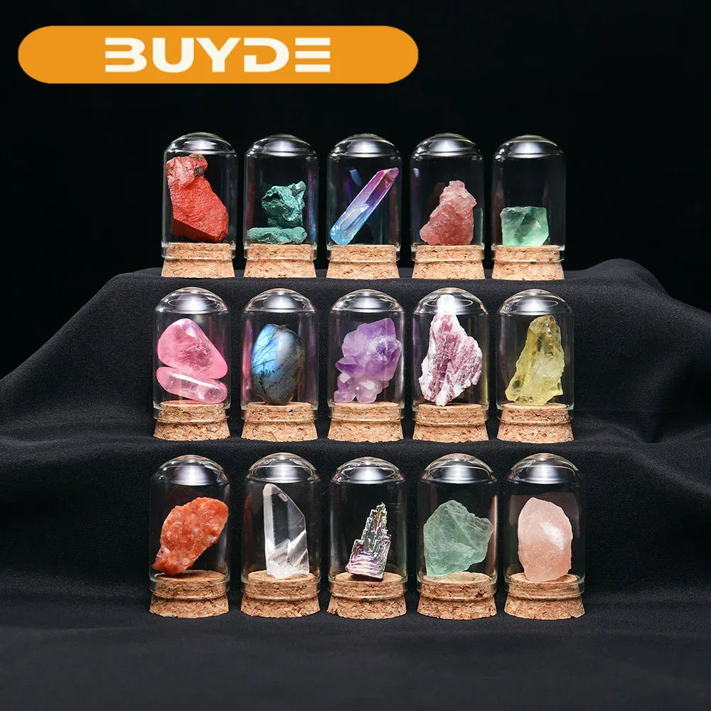 Natural Crystal Mineral Specimen Collection Bottle Rose Quartz Healthy Raw Stone Energy Quartz Home Decoration