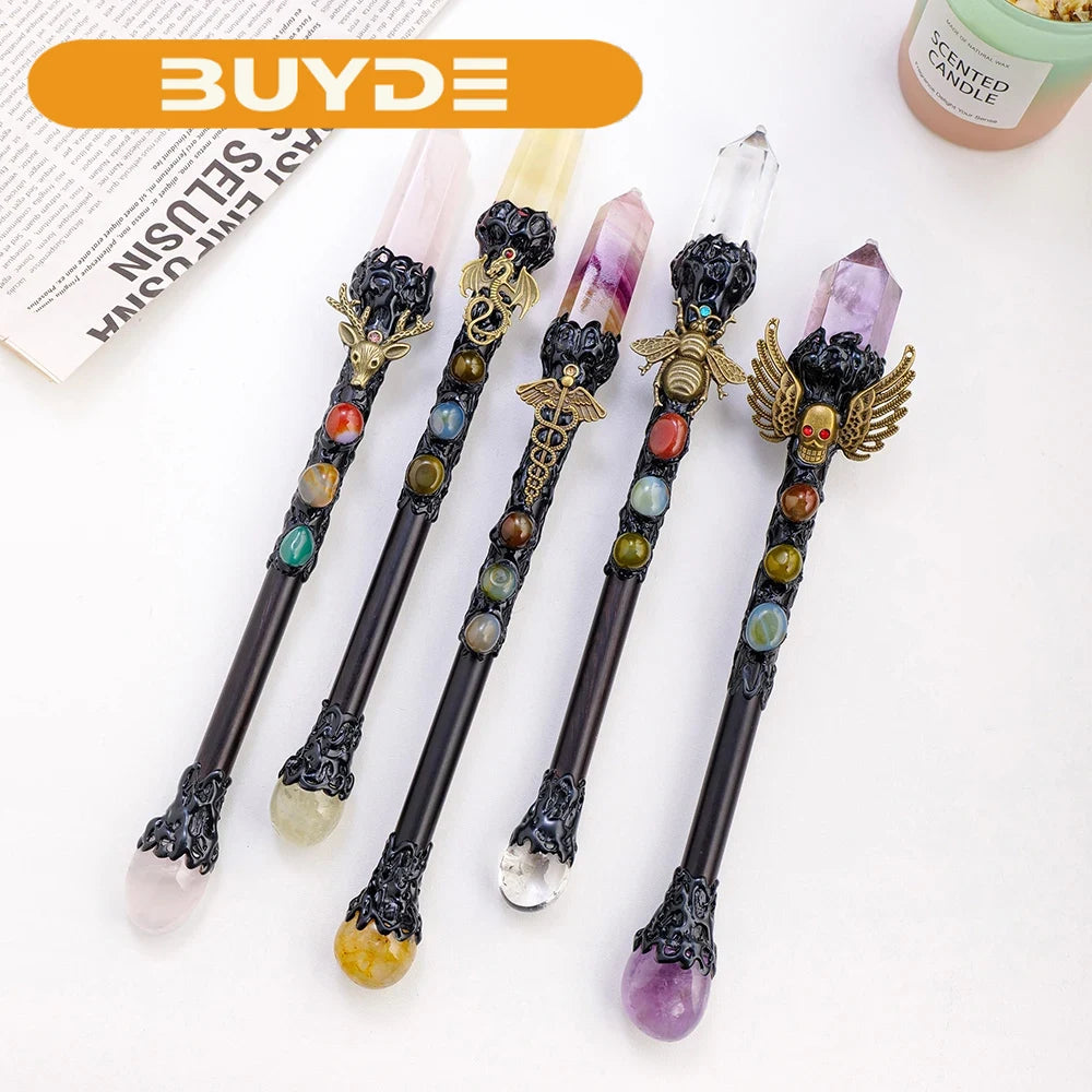 1PC Natural Amethyst Crystal Point Witch Wand Crystal Scepter Magic Wand Spirit Healing Gemstone Energy