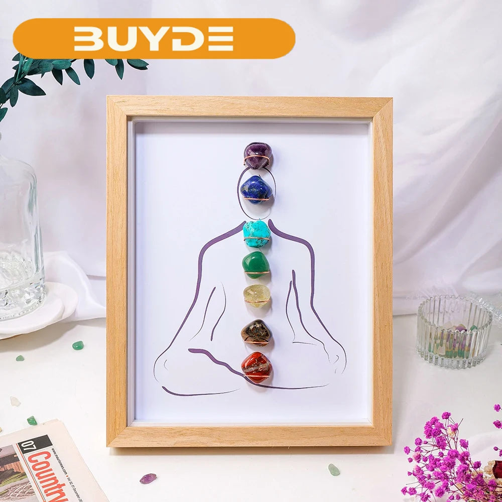 1PC Natural Healing Health Energy Gem Seven Chakra Photo Frame Home Decoration Desktop Decoration Gift