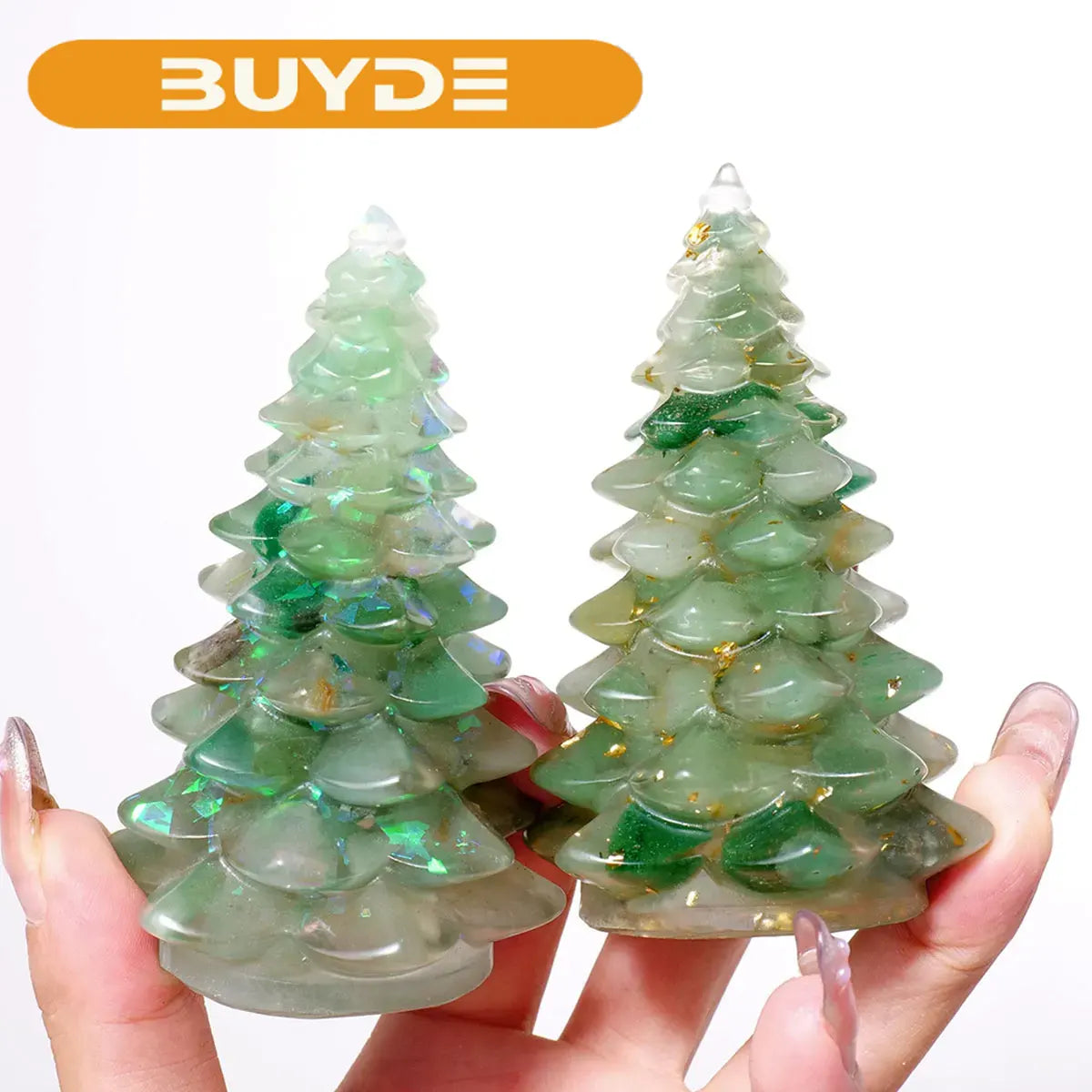 1PC Natural Crystal Gravel Christmas Tree Statue Dropper Resin Reiki Stone Divination Fengshui Sculpture Christmas Home Decor