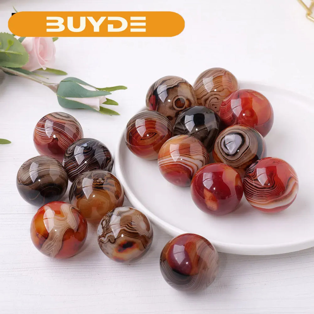 1PC Natural Sardonyx Crystal Ball Hand Ornament Red Agate Ball Reiki Energy Quartz Mineral Collection Home Decoration Gifts