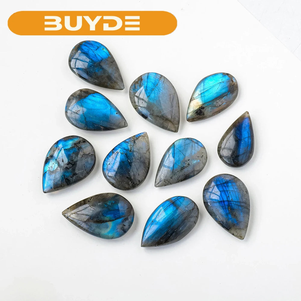 1PC Natural Flowing light Blue Labradorite Crystal Stone Water Drop Shape For Jewelry Pendant Production