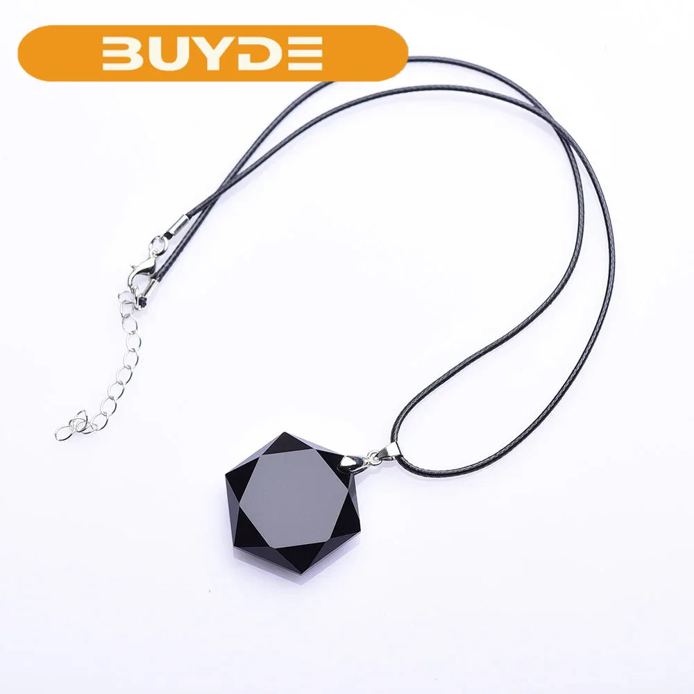 Obsidian Hexagram Necklaces for Women Nature Energy Stone Pendants Obsidian Star of David Pendant Lucky Love Crystal Men Jewelry