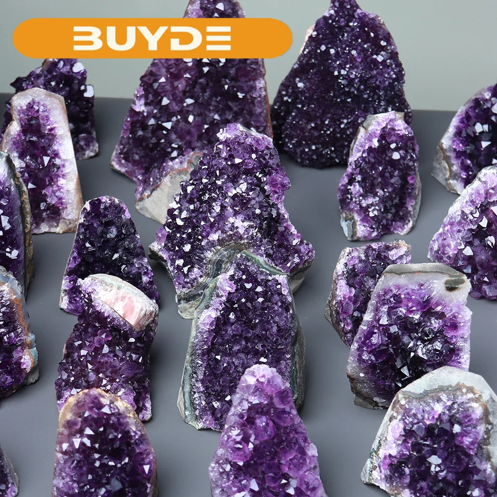 1pc Natural Uruguayan Amethyst cluster Deep violet quartz Amethyst block Irregular Stone for home decoration