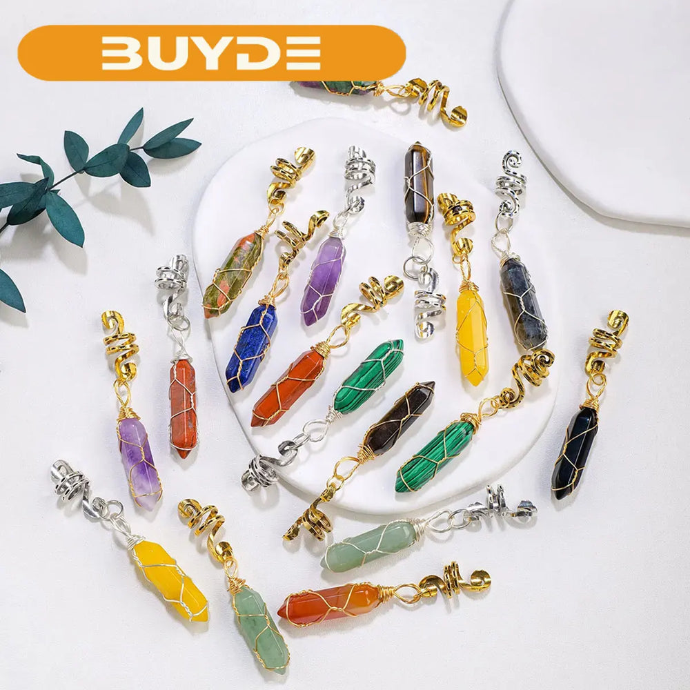 1PC Mini Size Natural Crystal Double Point Dreadlocks Hair Accessories Health Energy Macadam Decoration Crystal Hairpin Gifts